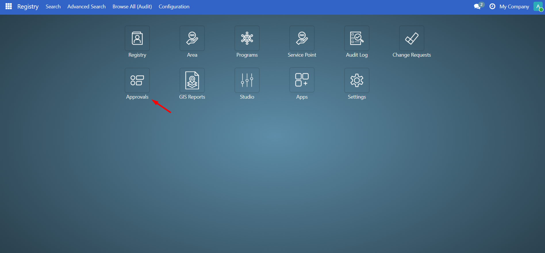 Approvals menu in sidebar