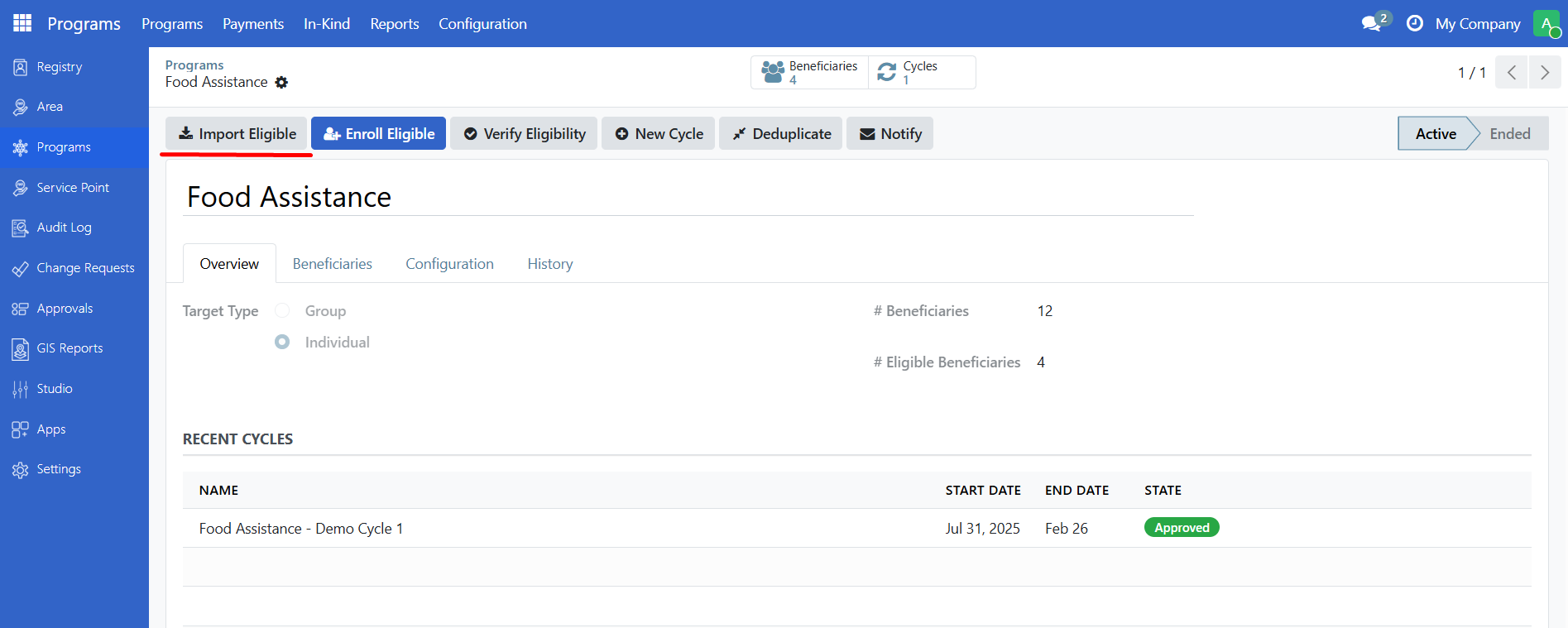 Import eligible button