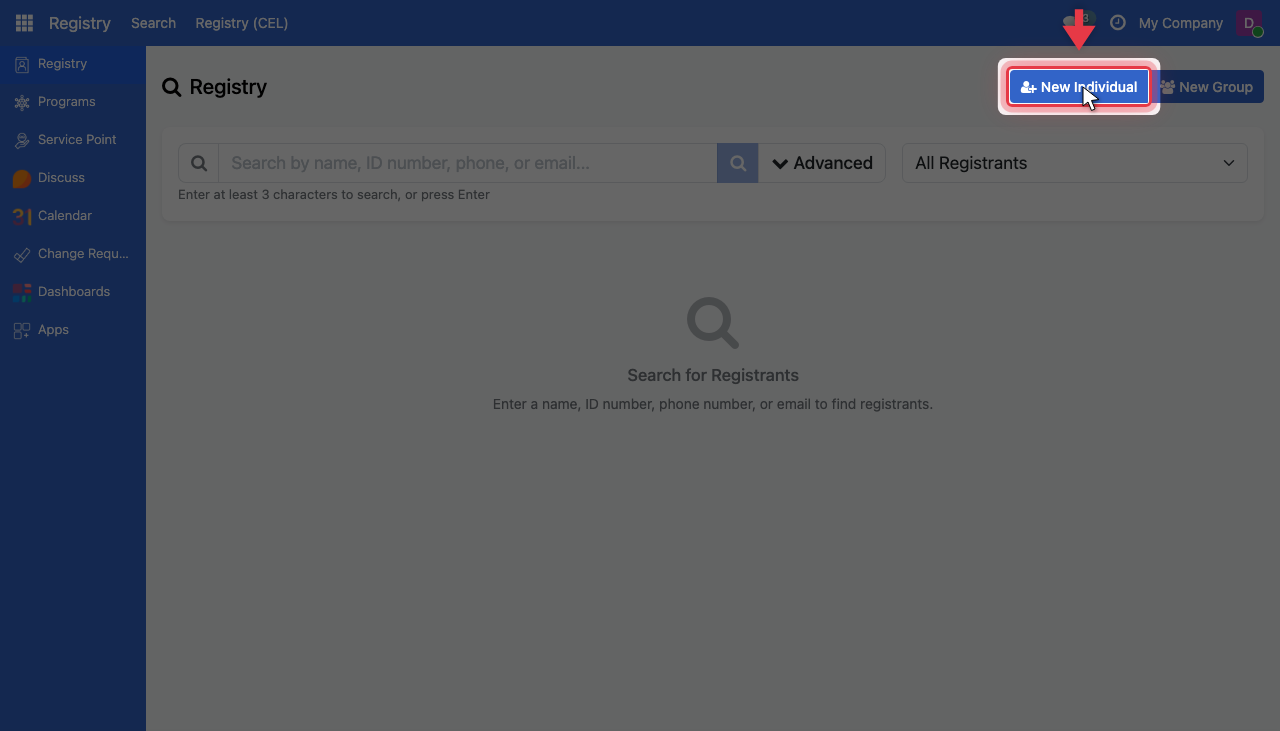 New Individual button