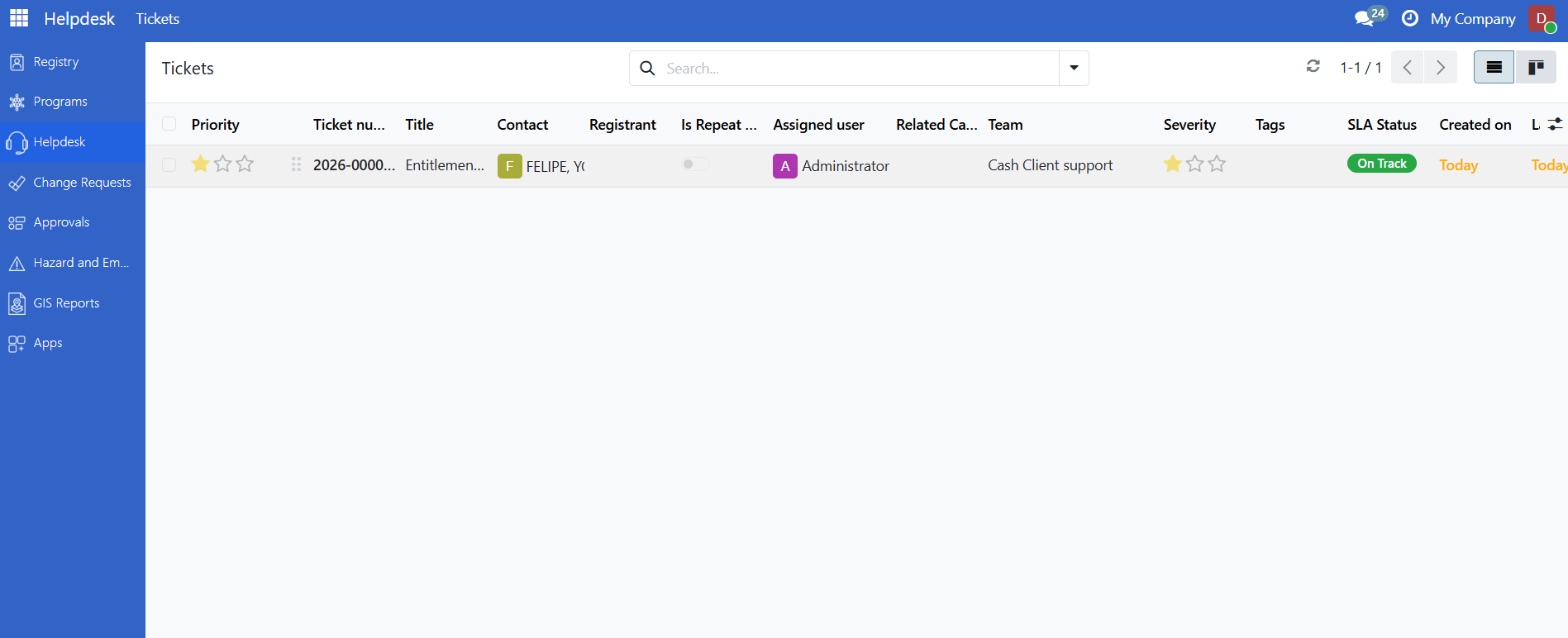 Ticket form showing team and handler assignment fields