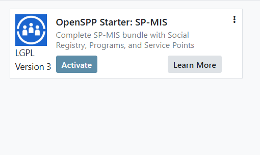 SPP Base module installation screen