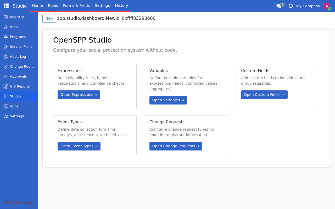Studio top menu bar highlighted