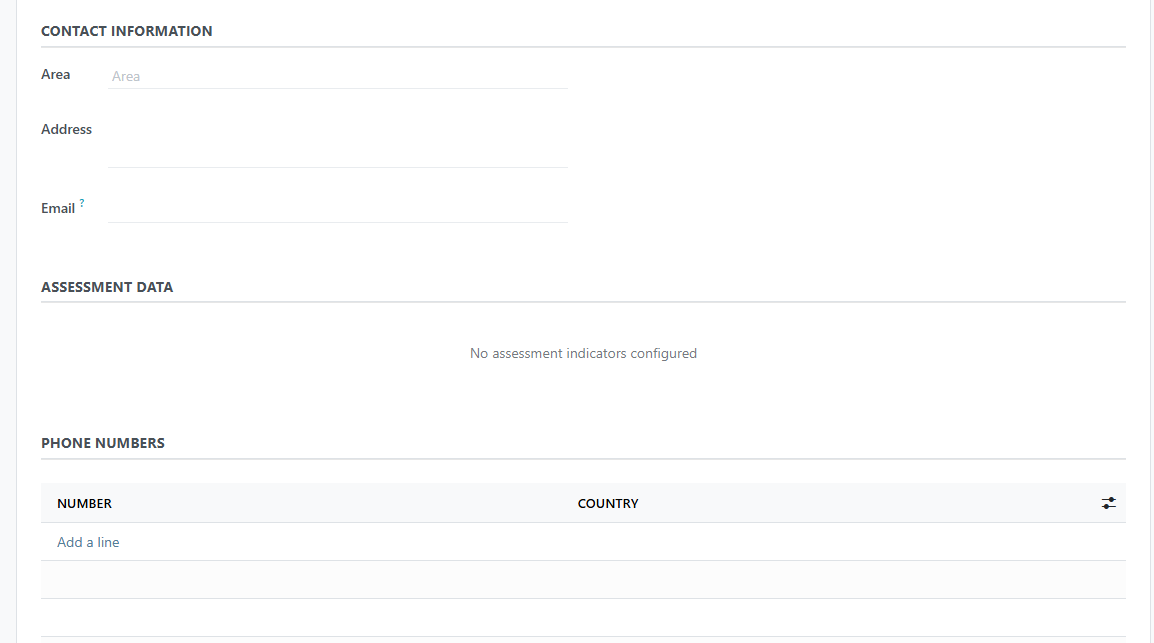 Contact information section