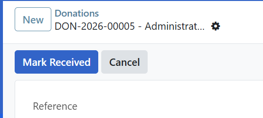 Mark Received button in the donation form header