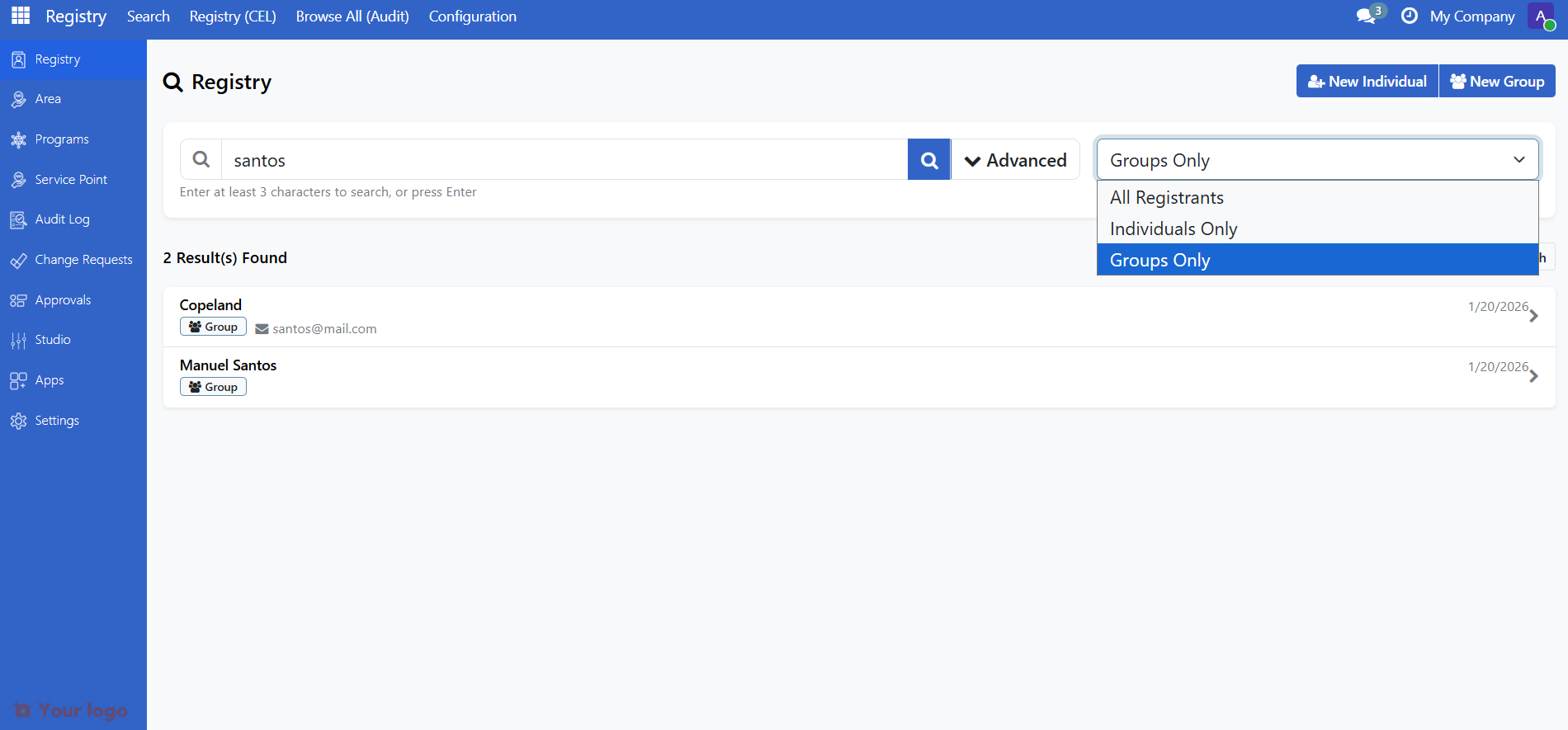 Filtering for groups