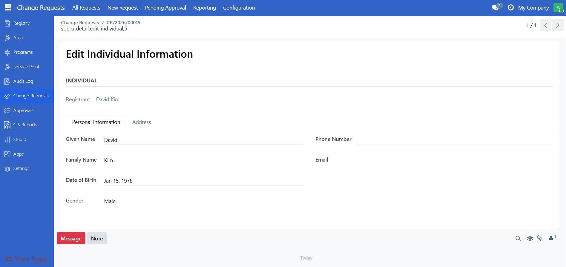 Edit Individual form