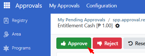 Approve button location