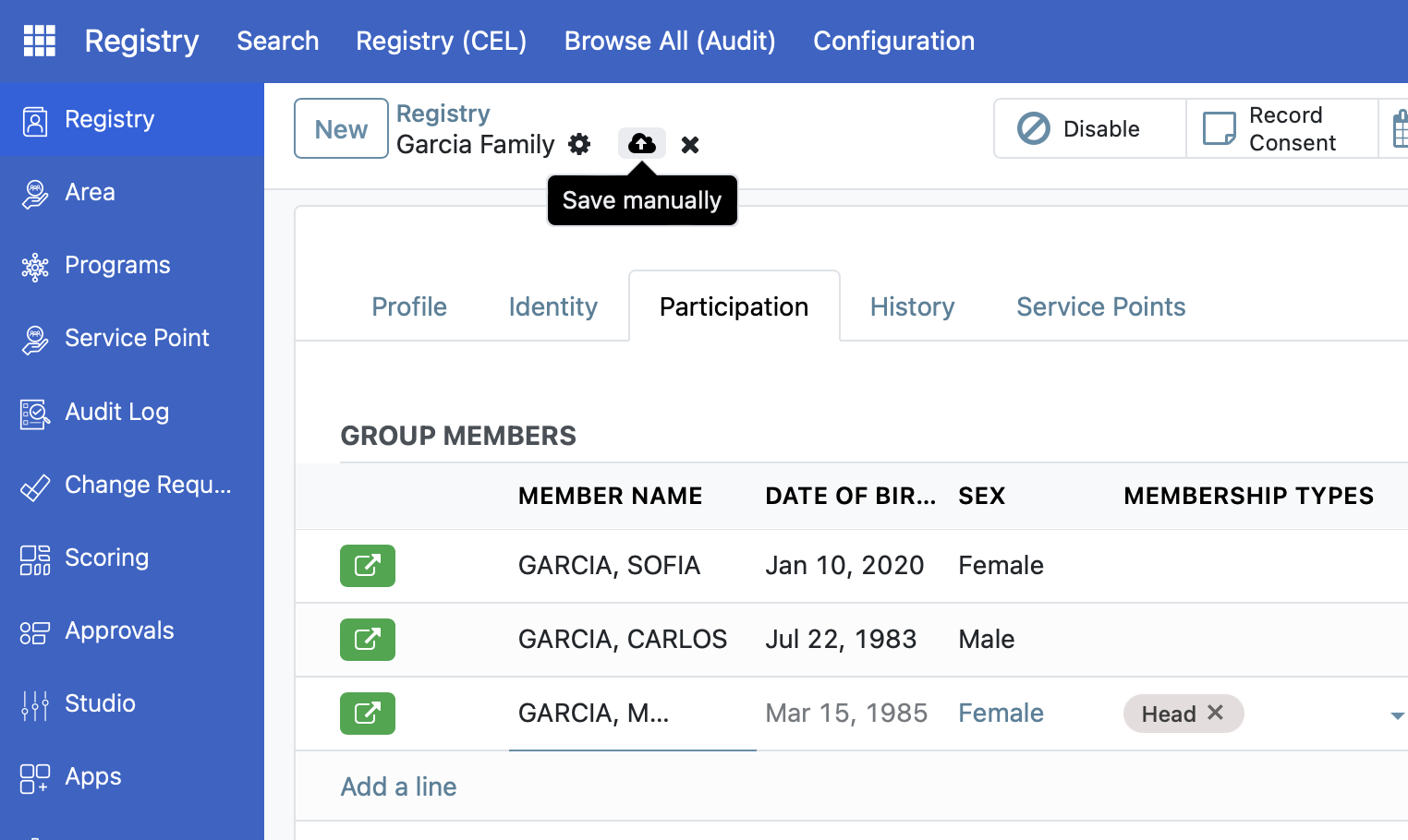 Screenshot: Save button