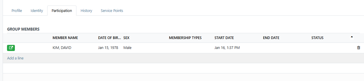 Membership details filled in