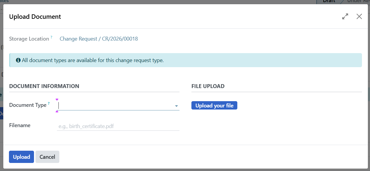Upload Document button