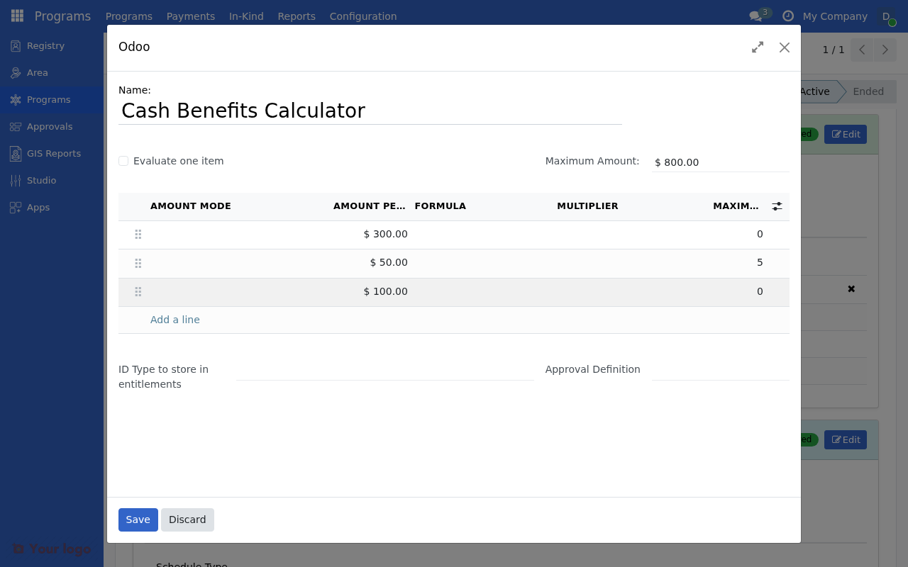 Multiple entitlement items for dynamic calculation