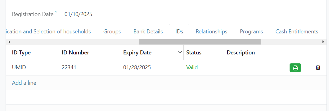 Green printer button for QR code generation