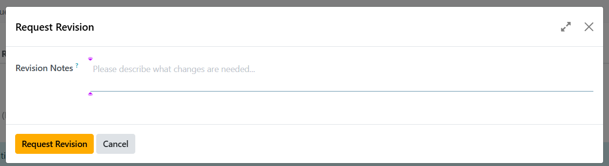 Revision notes dialog