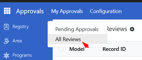 All reviews menu option