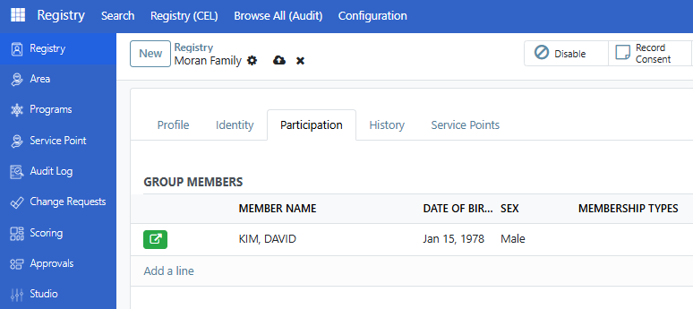 Group with members listed