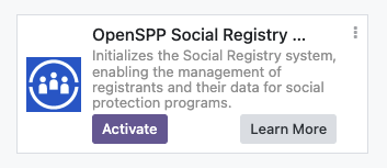 SPP Base module installation screen