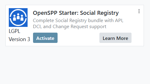 SPP Base module installation screen