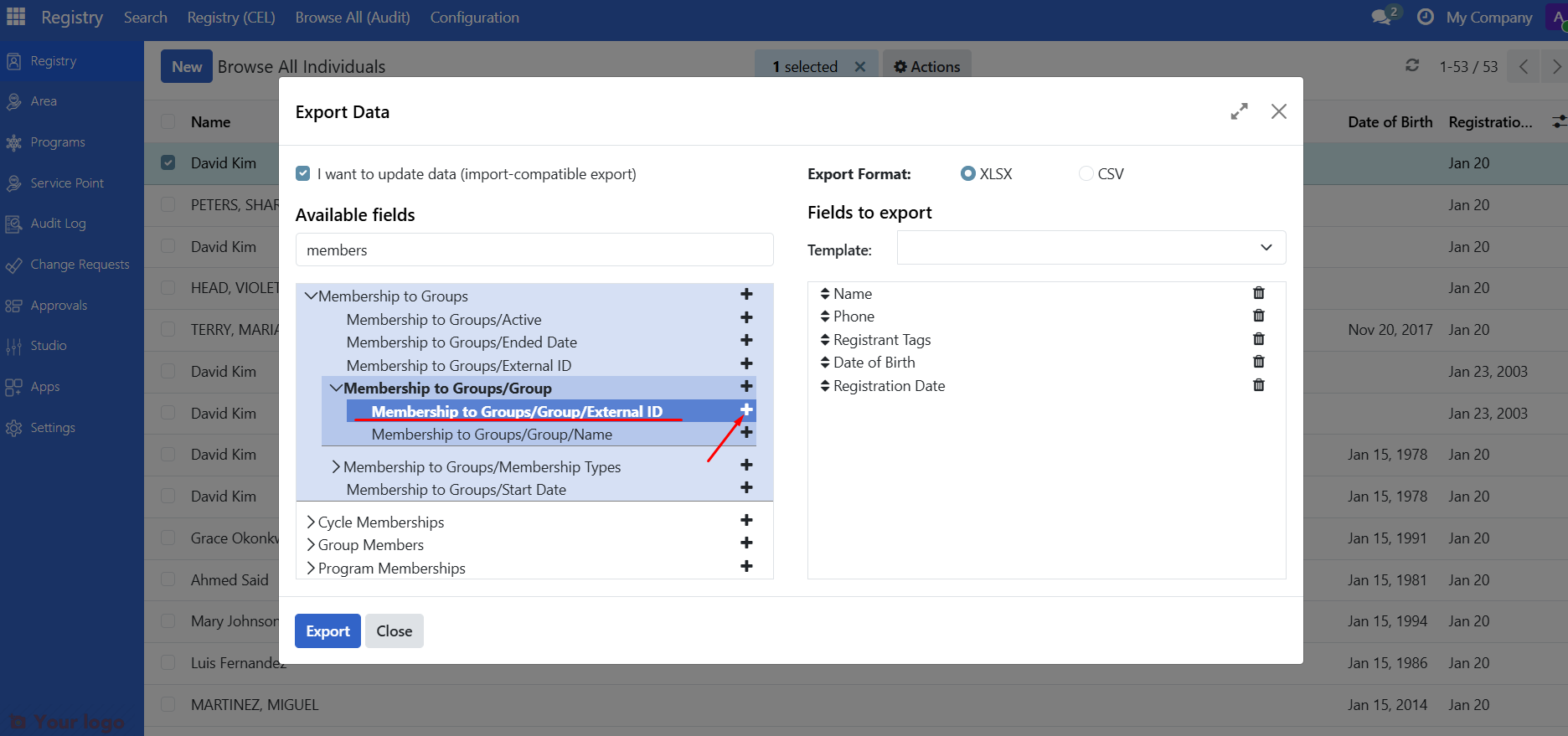 Membership header selection