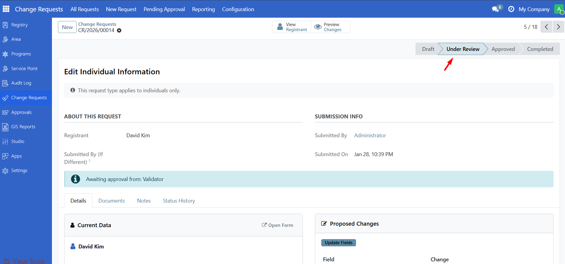 Status changed to Under Review