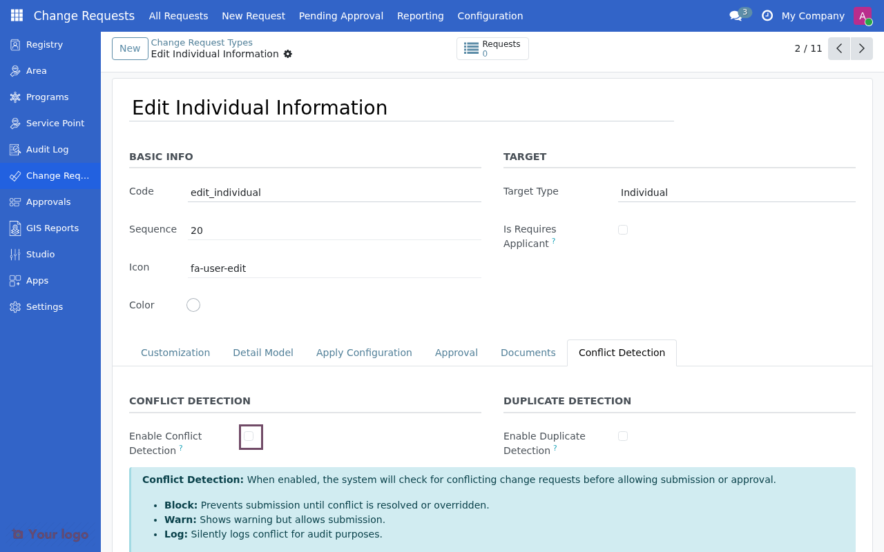 Enable Conflict Detection checkbox