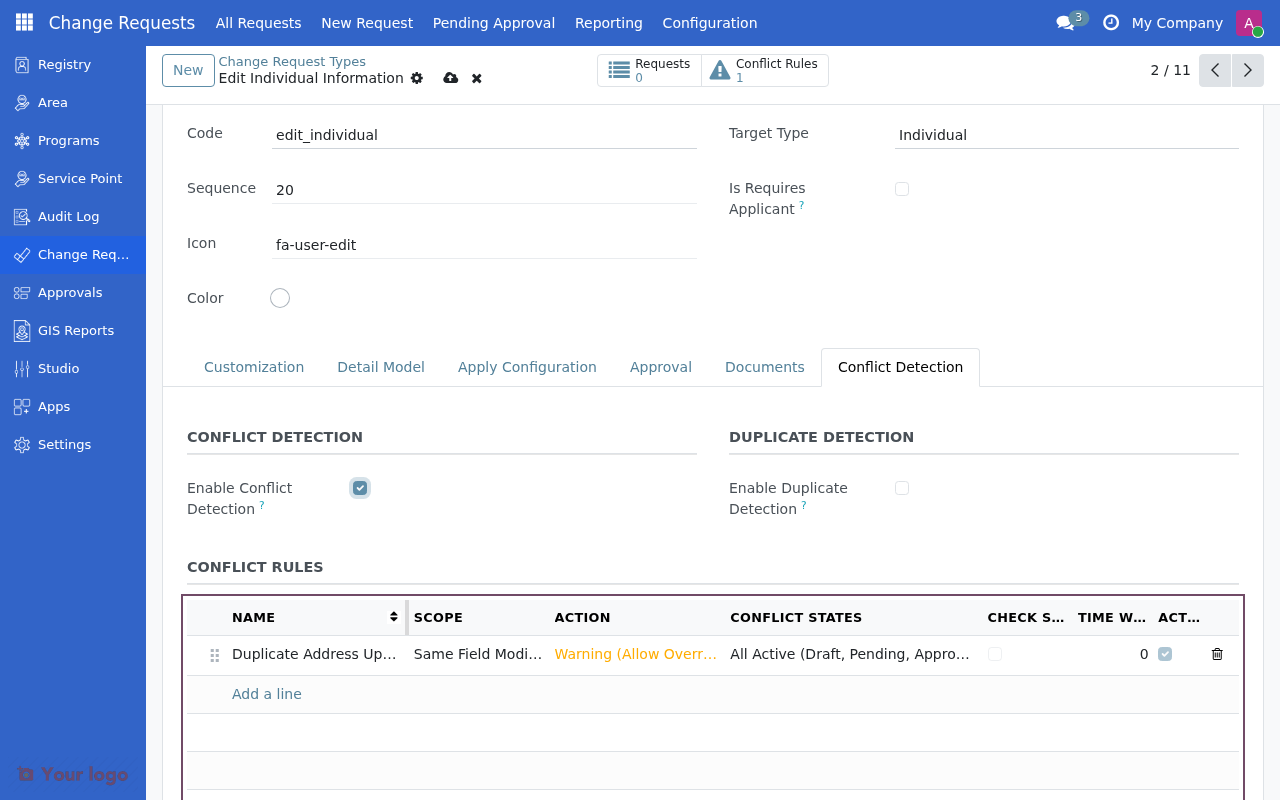 Conflict Rules section