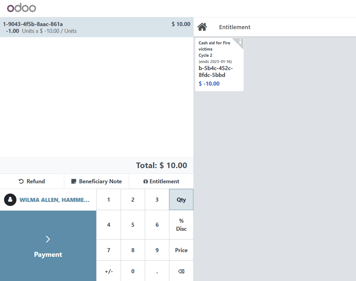 POS payment screen with payment method options and transaction details