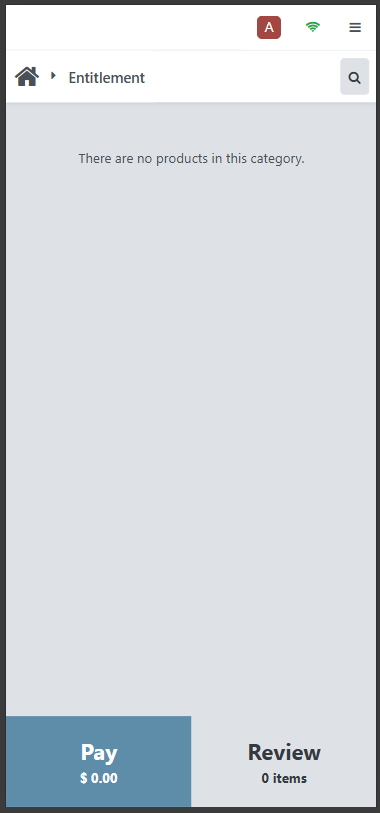 Mobile POS Review screen with transaction overview and navigation options