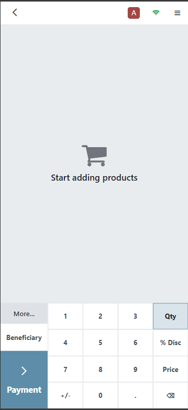 Mobile beneficiary selection screen with Beneficiary button highlighted
