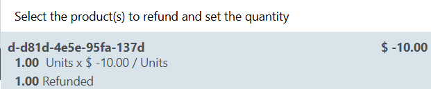 Mobile transaction details showing previously refunded item marked as Refunded