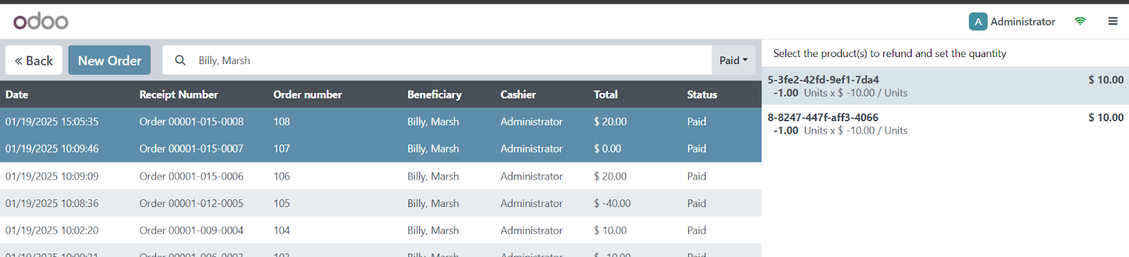 Mobile transaction details showing completed refund with positive amount value
