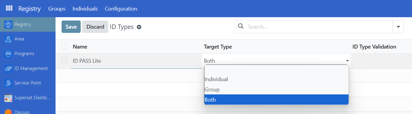 ID Type edit form with editable fields