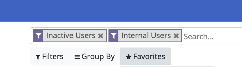 Users page showing active user accounts after clearing the Inactive Users filter