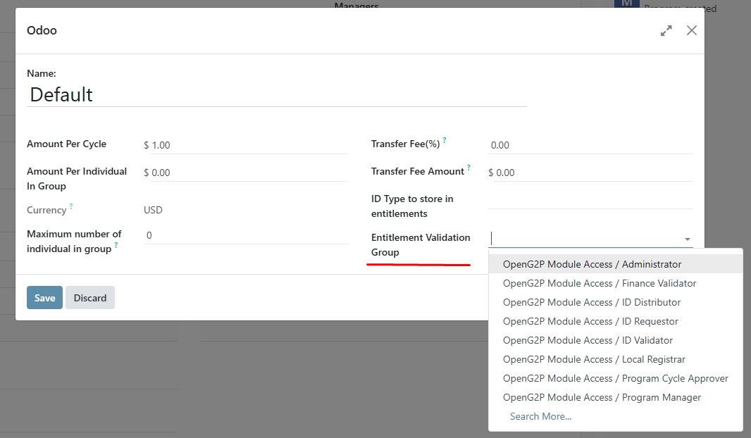 Entitlement validation group