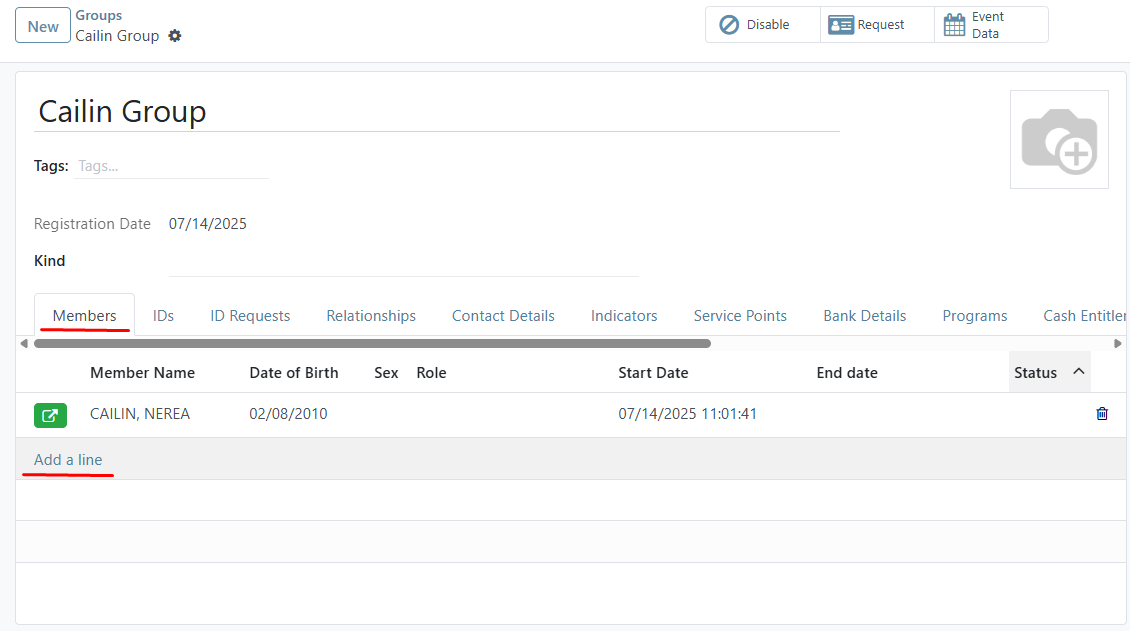 Register new individual add individual to group