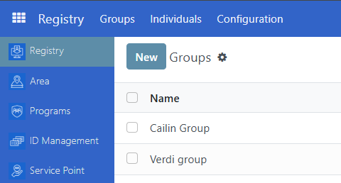 Register new individual new group list