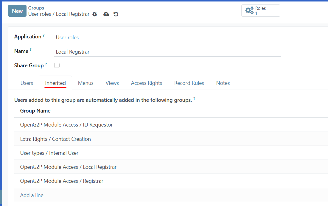 Access rights inherited column