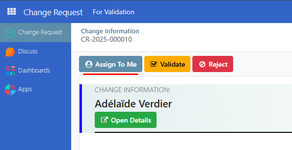 Change request assign to local validator
