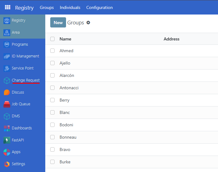 Change request change request page