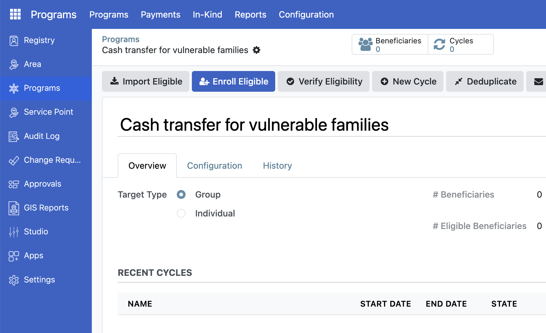 Import eligible button