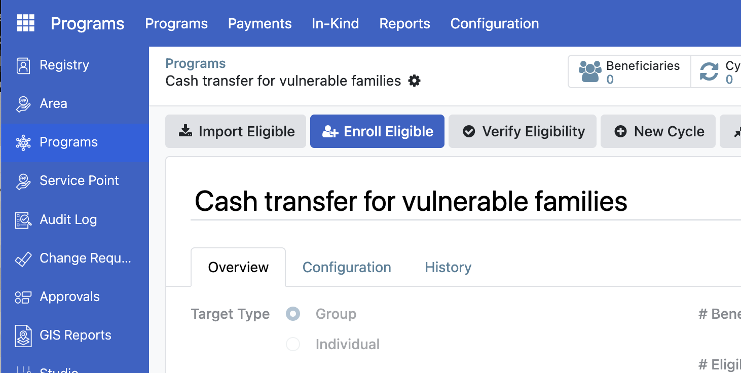 Enroll eligible button