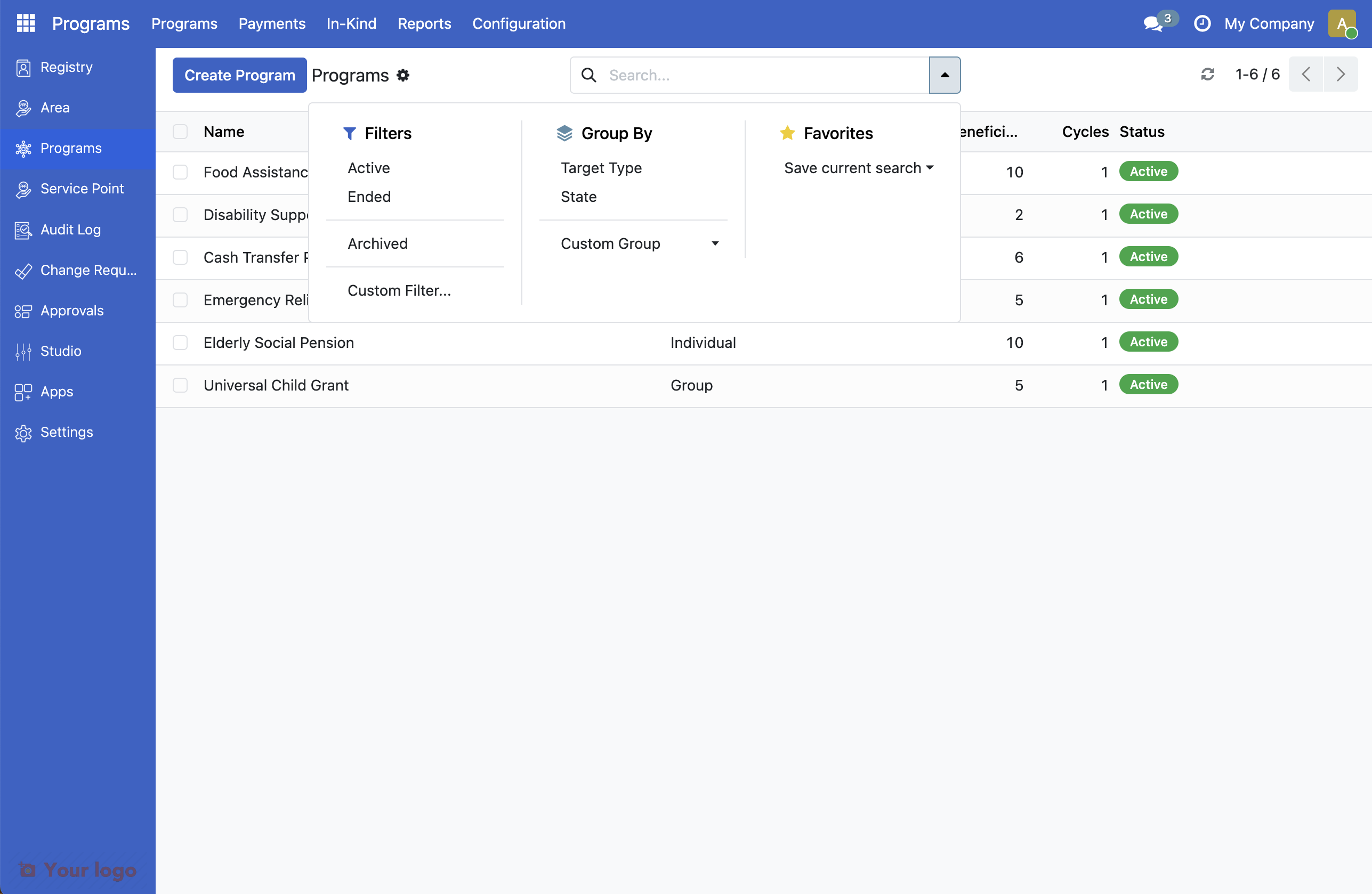 Screenshot: Search bar highlighted