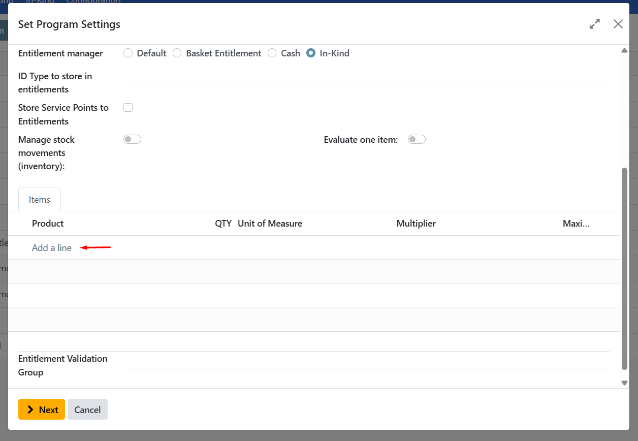 Create program add products