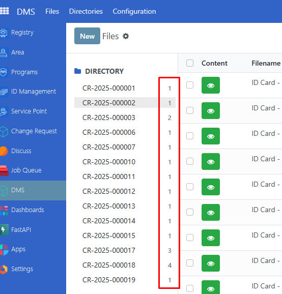 Dms attachments count