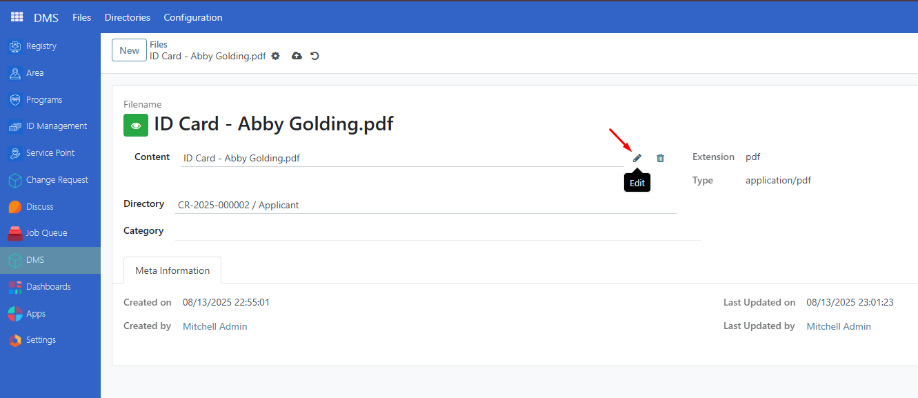 Dms edit document attachment