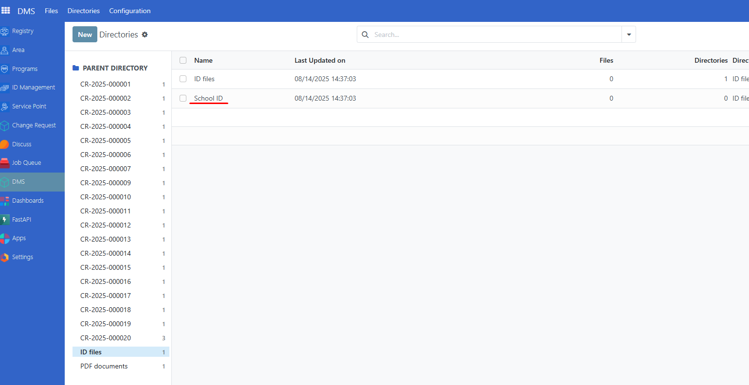 Dms sub directory upload