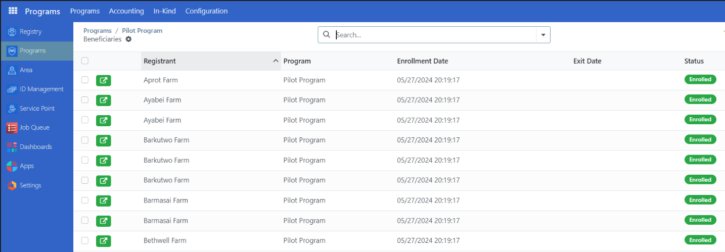 Enrol beneficiaries list