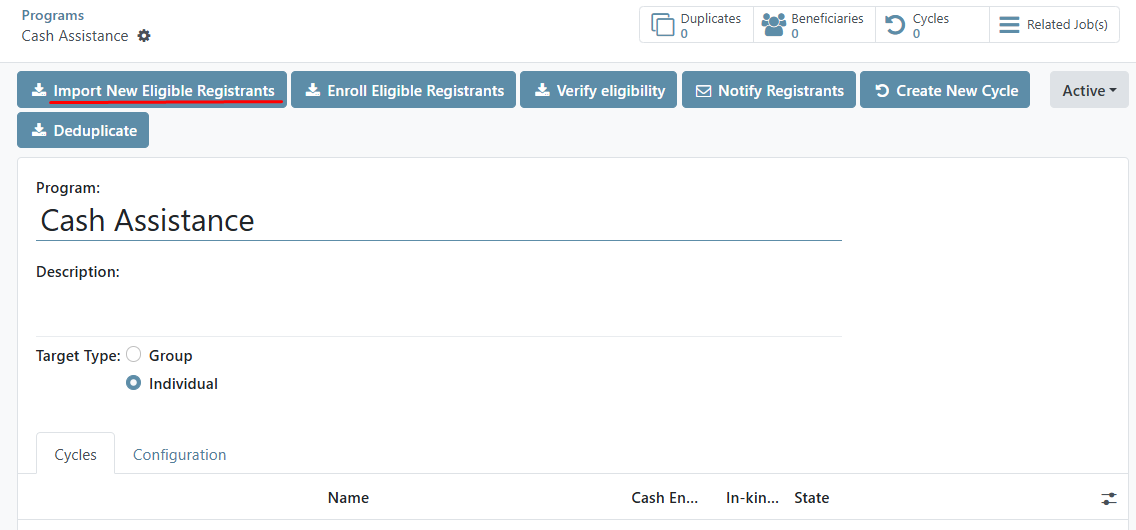 Enrol beneficiaries manual import