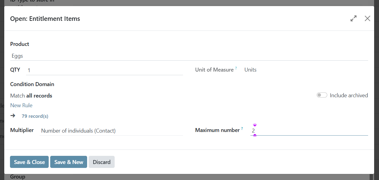Example calculation inkind
