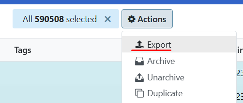 Export button