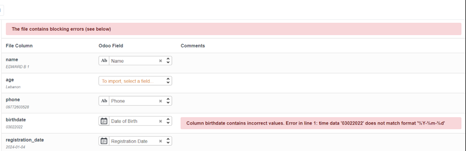 Import users date error